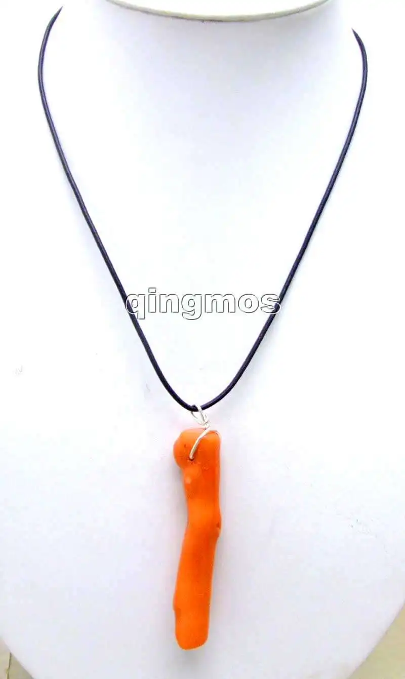 SALE Big 10*80mm GENUINE Pink Branch shape Coral pendant with Free leather cord 18&quot necklace-5778 Wholesale/retail shipping | Украшения