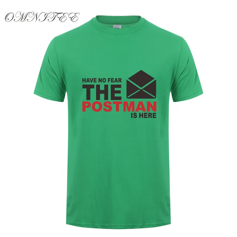 Мужская хлопковая футболка с коротким рукавом Have no Fear The Postman is here OT 644|men summer|fashion