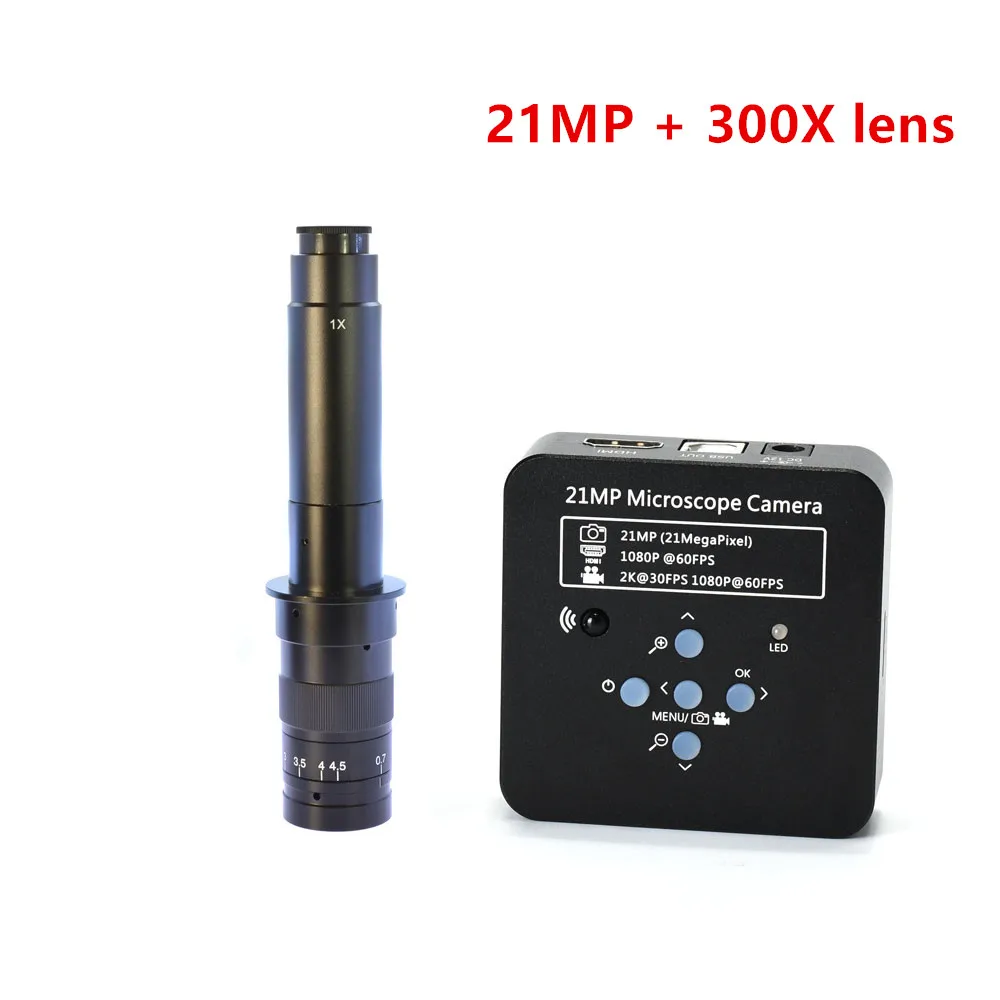 21MP 1080P 60FPS 2K промышленная камера HDMI/USB цифровой видео микроскоп Лупа 100X 180X 200X 300X