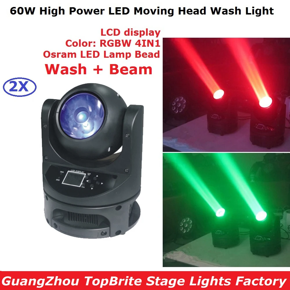 Мини светодиод с движущейся головкой 2 упаковки быстрая доставка 60 Вт RGBW
