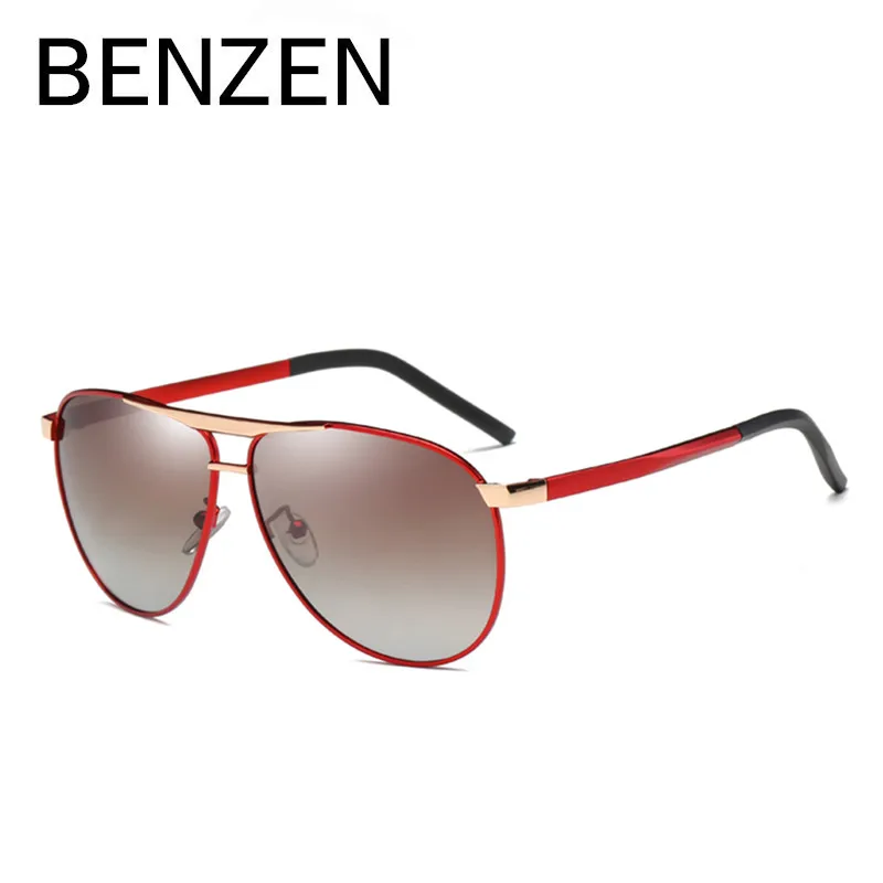 Солнцезащитные очки BENZEN Polarized для мужчин с металлической оправой, авиационные очки с защитой от УФ-лучей 400, водительские очки Gafas Shades с чехлом 9263 on.