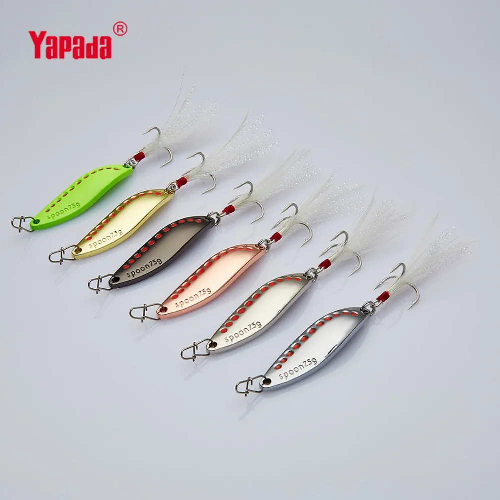 YAPADA Spoon 014 Leech Новый тройной крючок + перо 7 5 г/15 г многоцветная 45 мм/55 мм