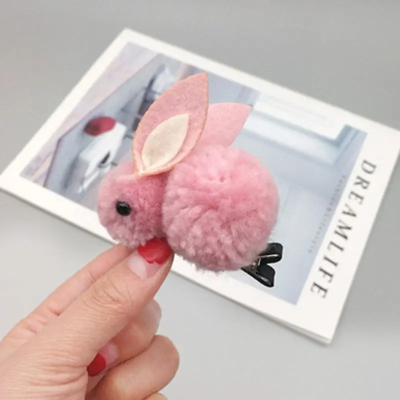 Корейский ребенок для волос, для маленькой девочки Веревка Зажим «утиный клюв» милый 3D плюшевый Игрушечный Кролик резинка шпильки окрашенный конский Хвостик Держатель заколки
