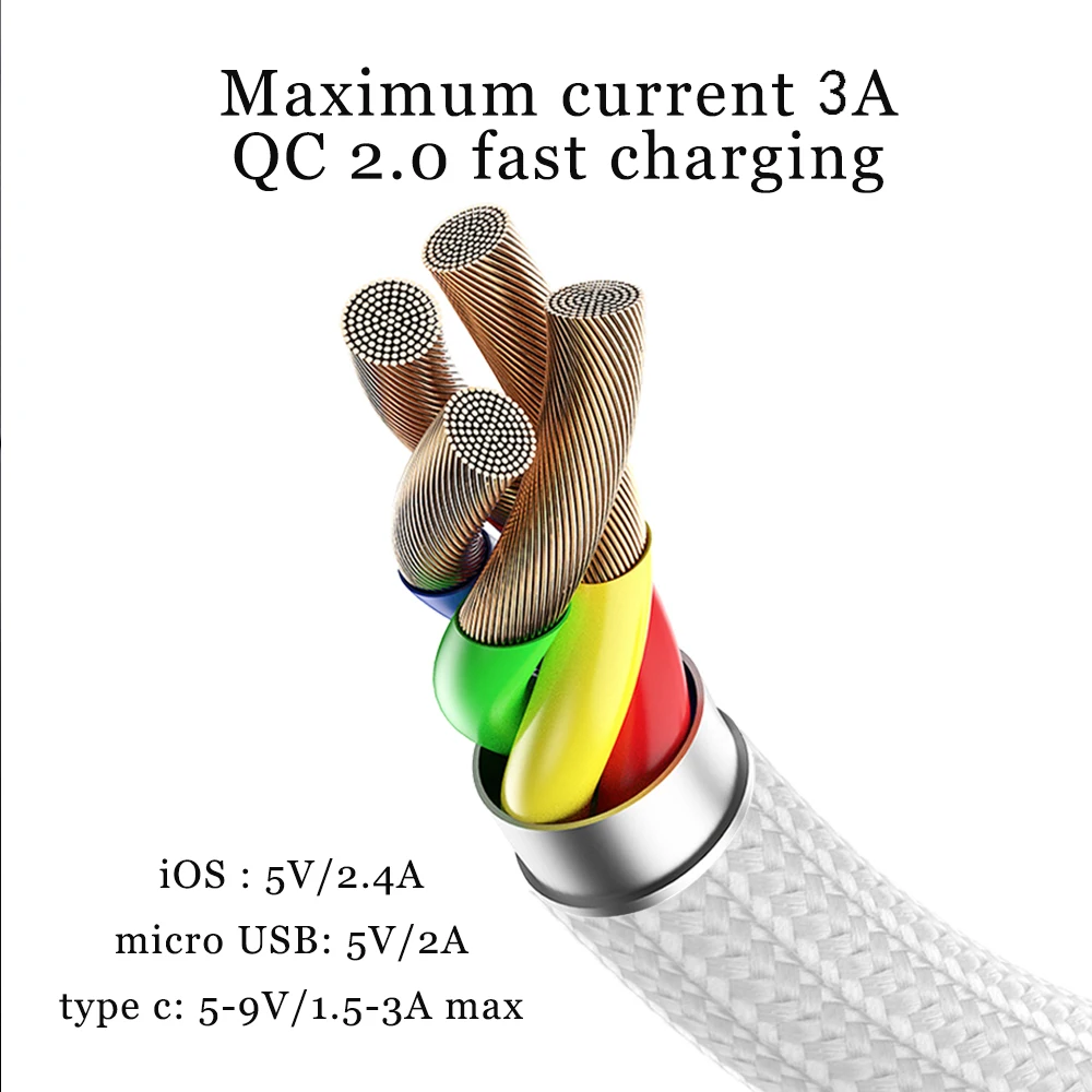 Кабель Micro USB WSKEN X2 Магнитный зарядный кабель 3A для быстрой зарядки Samsung Xiaomi Hawei