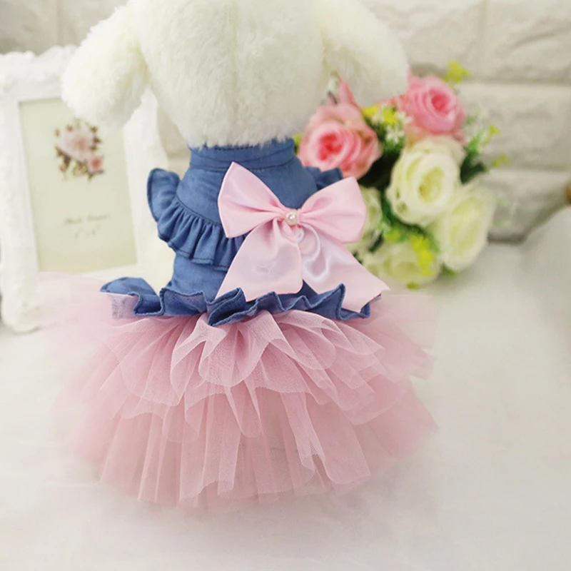Abrrlo Summer Pet Dog Princess Skirts Yarn Dress Clothes Puppy Soft Cat Grenadine | Дом и сад