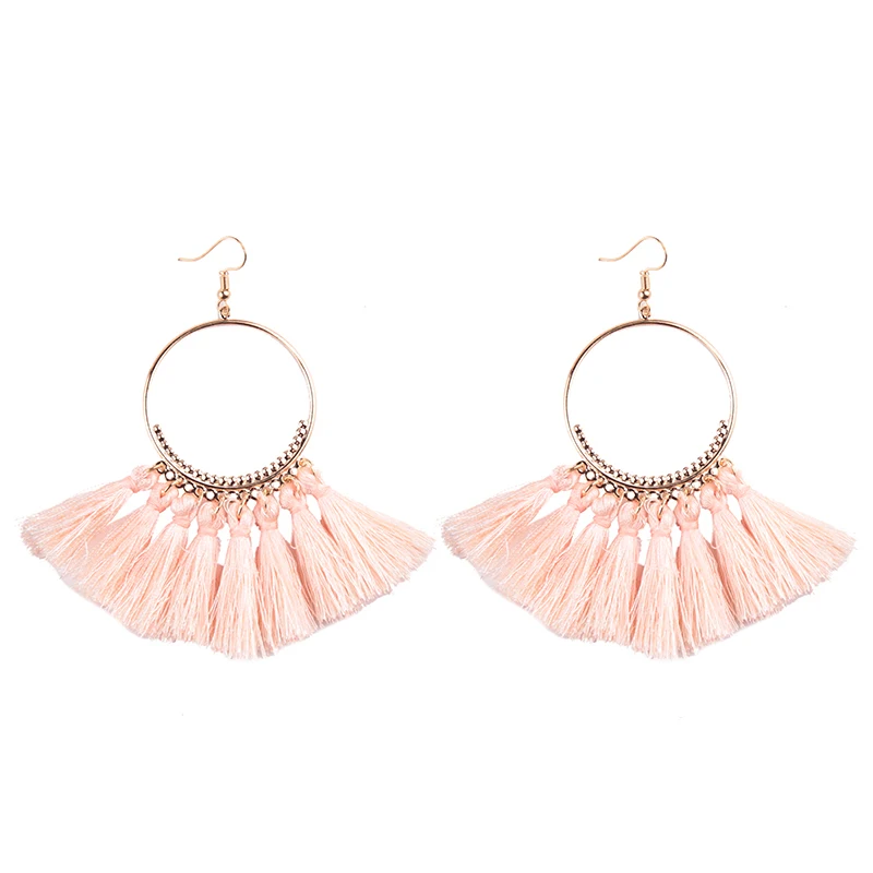 MISM Fashion Women Earring Tassel Bohemian Dangle Earrings Retro Folk Round Sexy For | Украшения и аксессуары