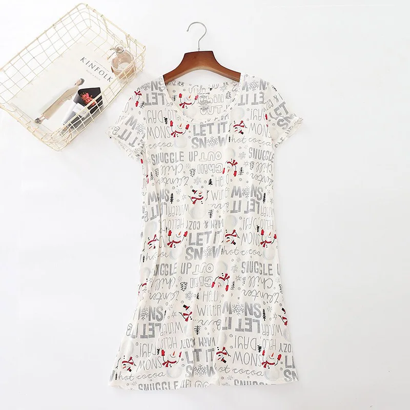 Платье женское хлопковое с коротким рукавом свободное удобное домашнее платье