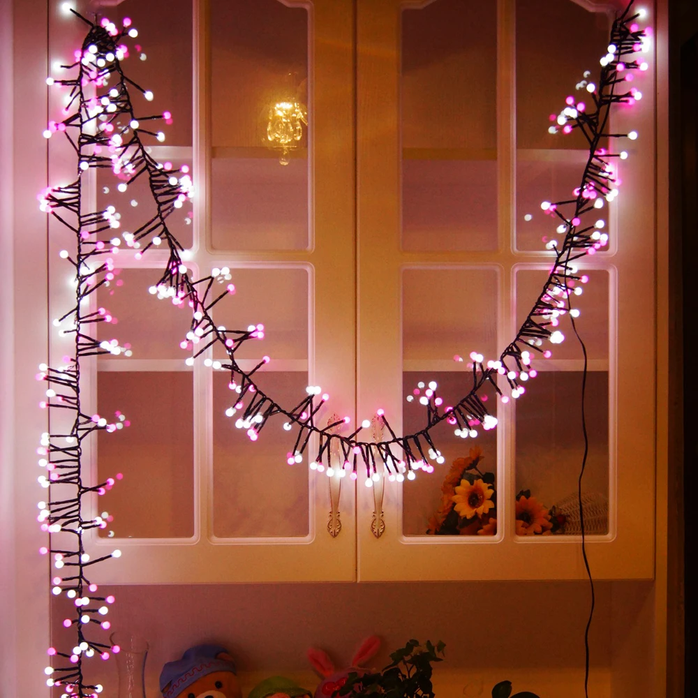гирлянда новый год Романтический Двойной Цвета свет шнура 3 м/9.8ft 400 LED розовый и
