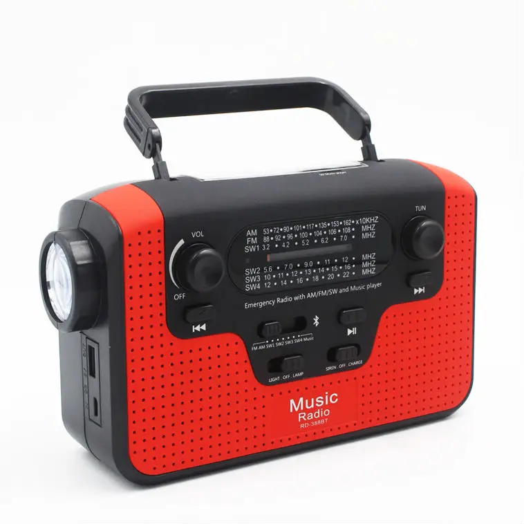 Многофункциональный Динамо FM/AM/SW1-SW4(TF карта) радио Ручной Солнечный радио Bluetooth динамик USB зарядное устройство для телефона светодиодный фонарик