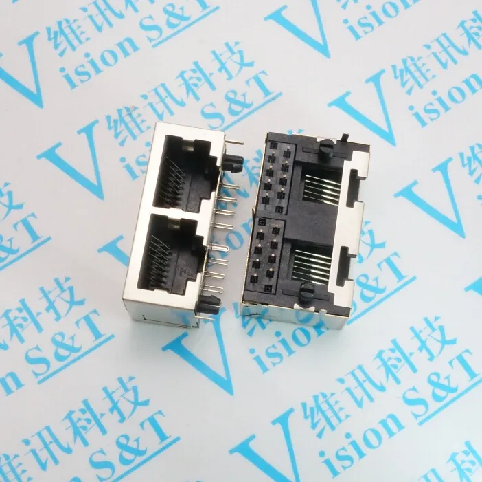 5 шт./лот RJ45 сетевой разъем Siamese 1*2 горизонтальный 31*18 5*12 двойной рот 18 3 в нижней