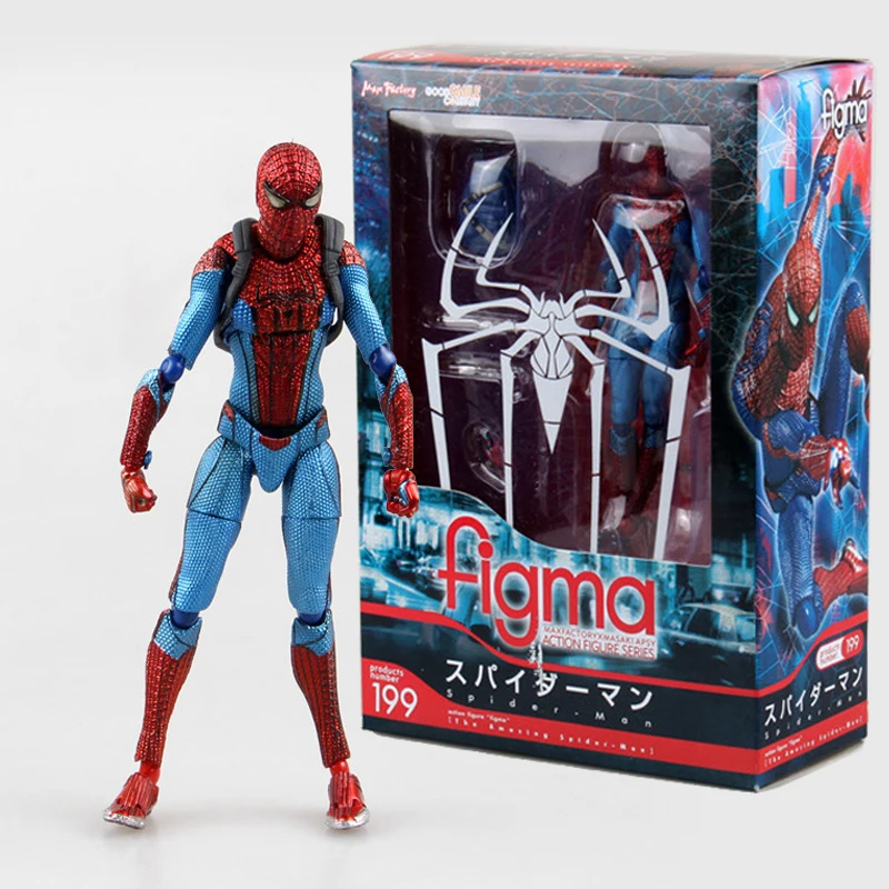 Бесплатная доставка 6 &quotМстители супер Spideman СВЧ подвижные Figma 199 коробку 16 см ПВХ