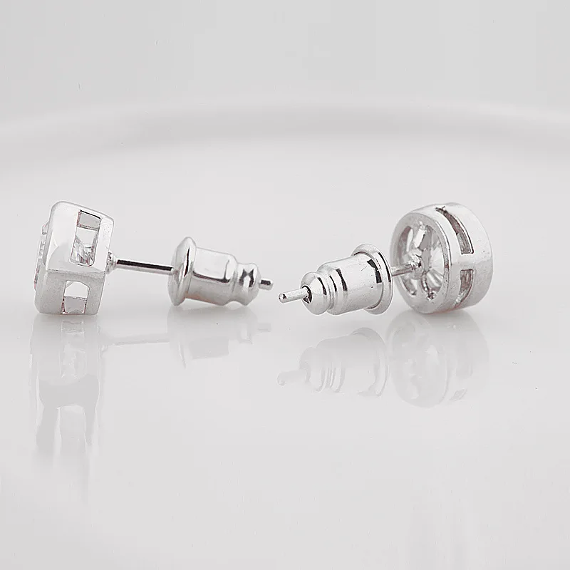 

christmas 925 Sterling Silver earring Round earrings AAA Zircon fashion simple earrings with for Women jewelry 2017 new E3307S