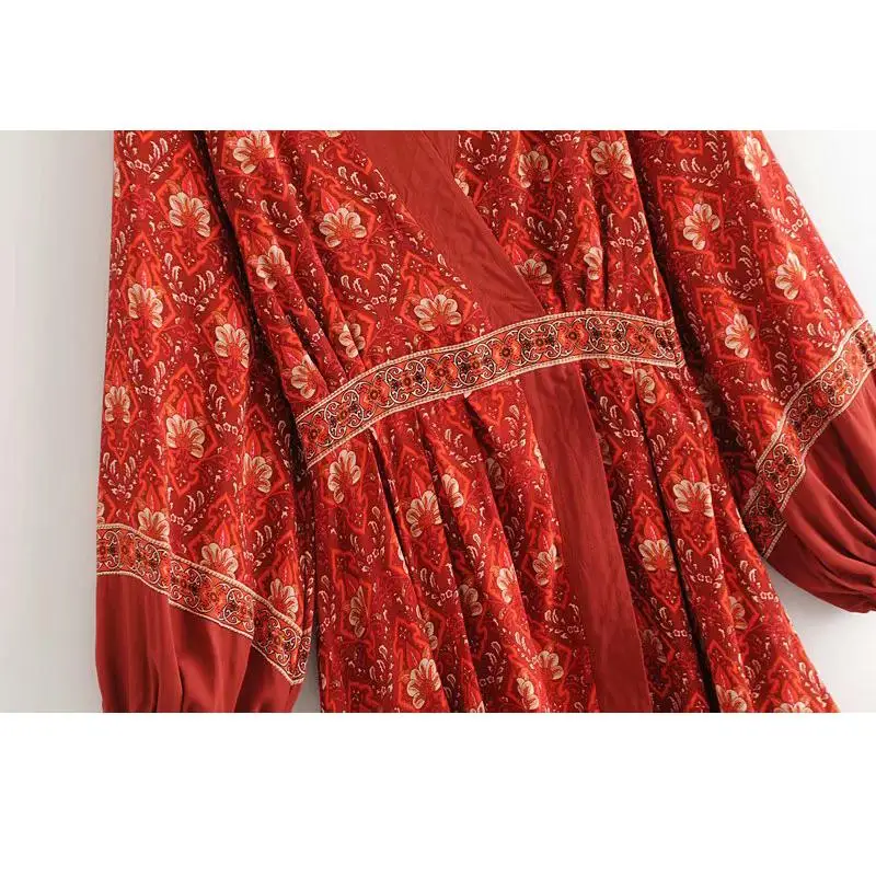 Boho красное пляжное платье с цветочной вышивкой женское 2018 повседневное