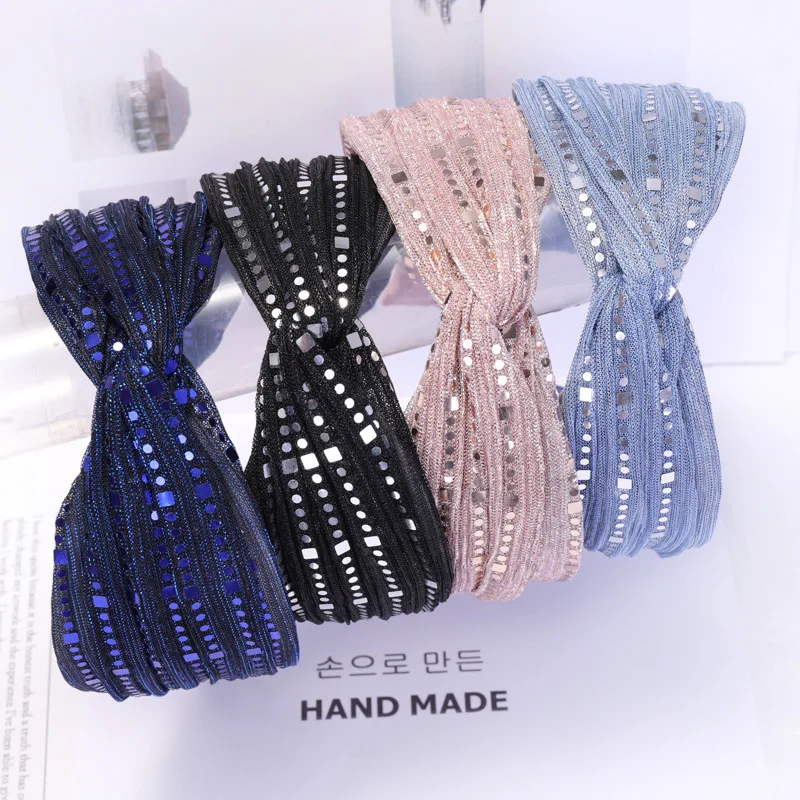 Новинка 2019 г. Южнокорейский яркий Шелковый вязаный тканевый обруч для волос