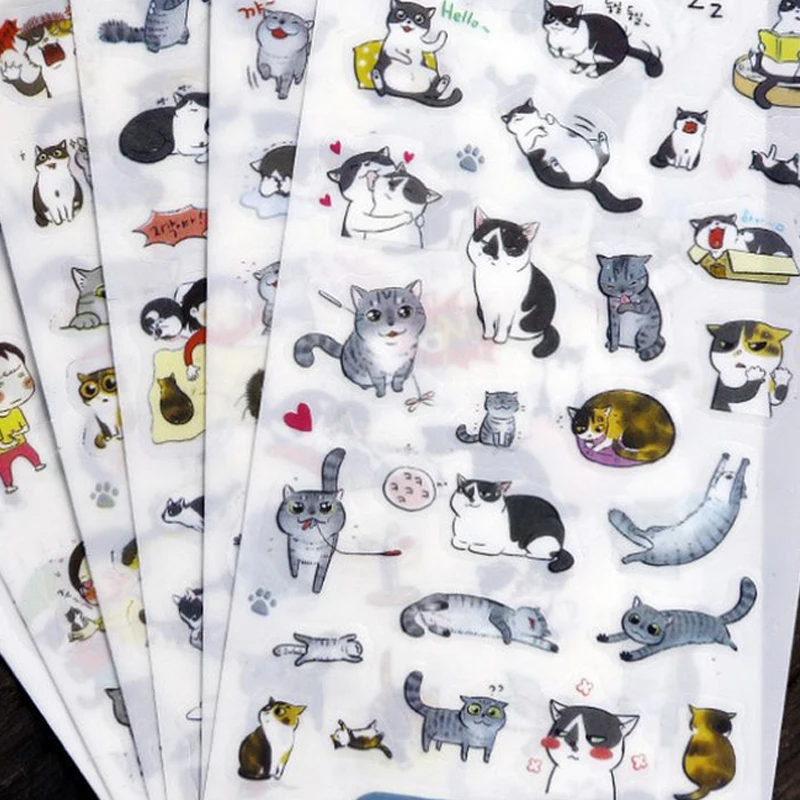 Распродажа, 6 листов милый кот дневник альбом календарь Стикеры Label Скрапбукинг Craft подарок Патри DIY украшения