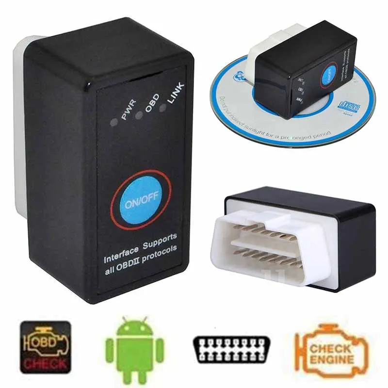 Новейший диагностический сканер ELM327 V1.5 Bluetooth OBDII OBD2 с выключателем питания |