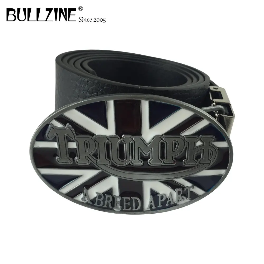Bullzine Триумф Флаг Великобритании ковбойский ремень для джинсов пряжка с