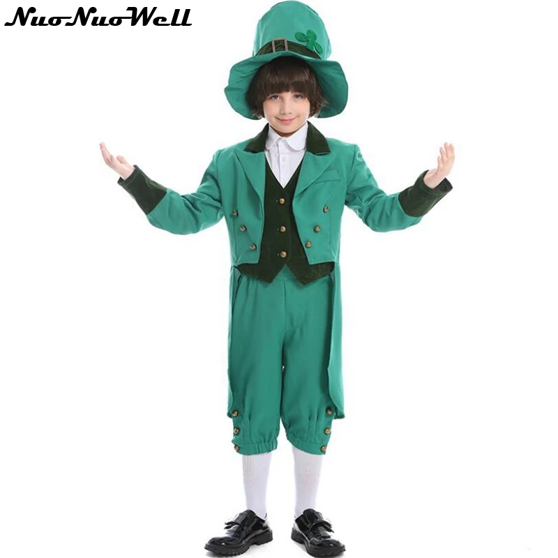 Детский костюм для мальчиков с надписью Lucky Charms Leprechaun нарядное платье на День