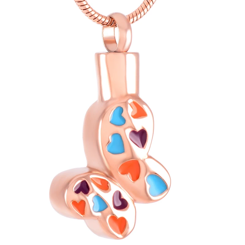

IJD9367 Stainless Steel Cremation MultiColor Butterfly Shallow Bracket For Ashes Urn Pendant Necklace Jewelry