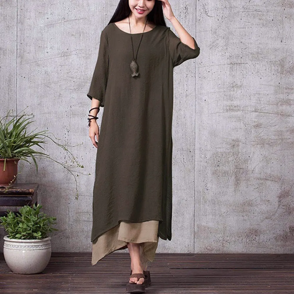 Женское винтажное платье макси с разрезом большие размеры|Женские платья| |