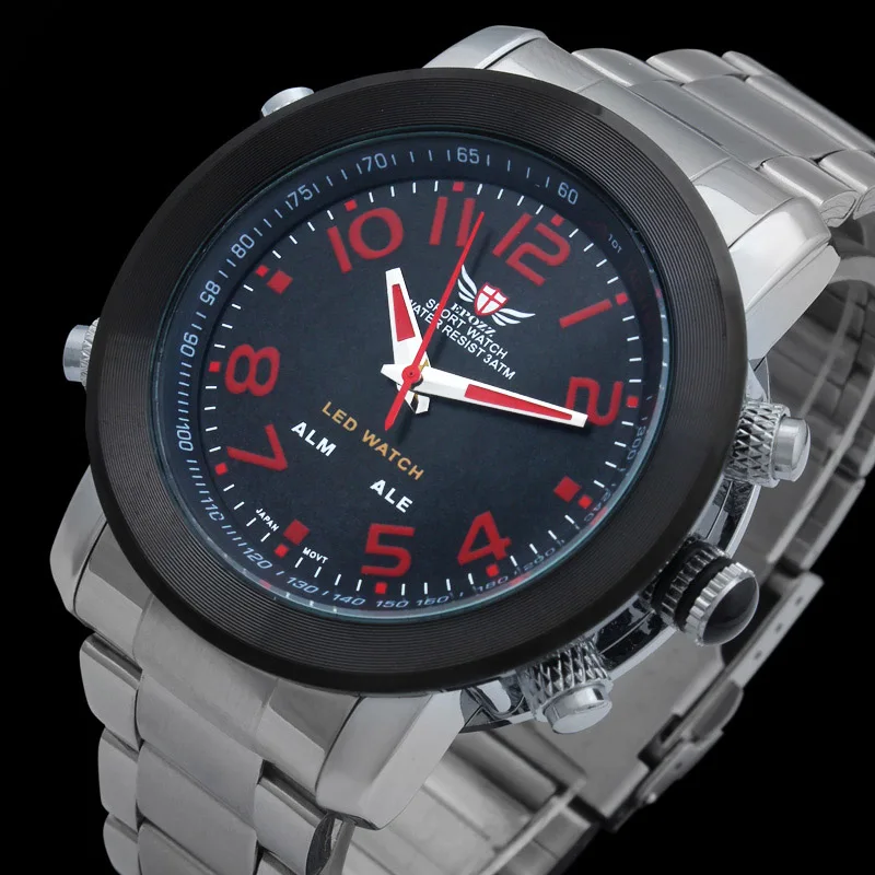 

Brand EPOZZ men full steel sports watches Quartz Golf watches LED display military army watch relojes hombre montre homme