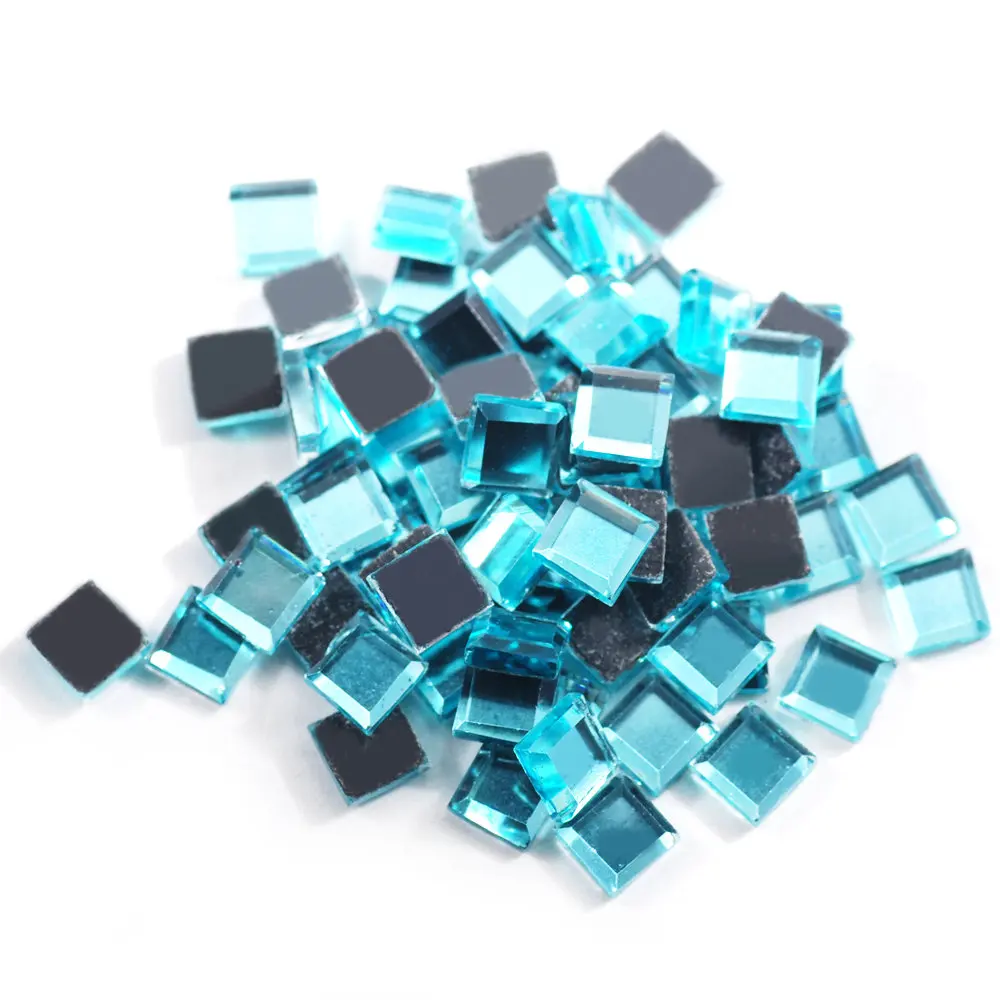 Lake Blue 200pcs 200 шт красочные зеркало площади 5x5 мм супер яркий Стекло Кристаллы Hot fix Стразы Strass исправления гладить Применение на ткани одежды DIY - Цвет: Lake Blue 200pcs