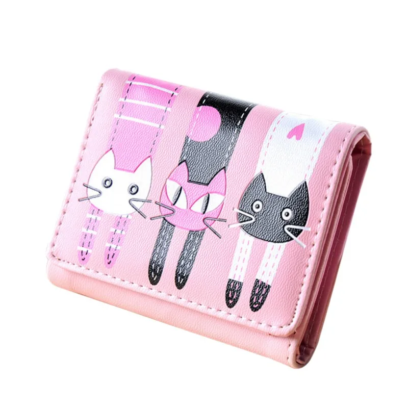 Кошелек с милым котом из мультфильма сумка кошелек для монет модный кожаный