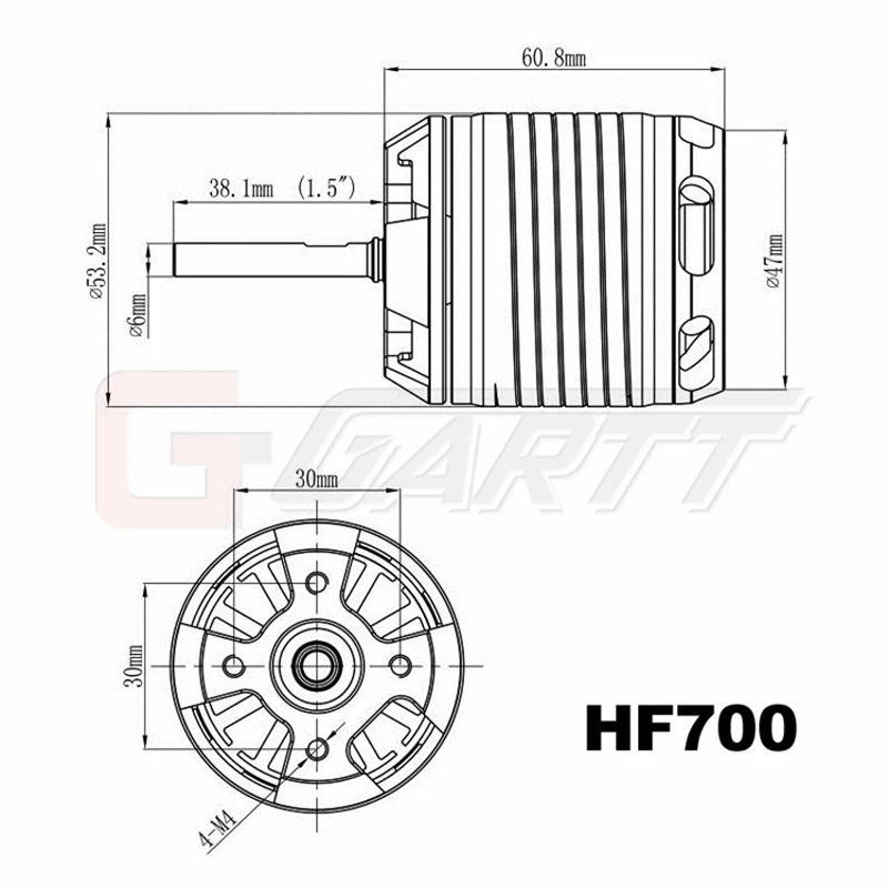 Бесщеточный красный мотор GARTT HF 530KV 4500W для выравнивания вертолета Trex 700 RC