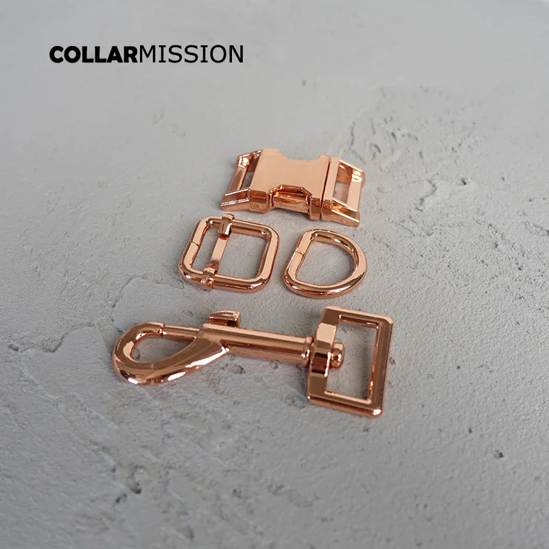 

10pcs/lot(metal buckle+adjust buckle+D ring+metal dog clasp/set) 15,20,25,30mm plated metal buckle diy dog collar parts 4 colour