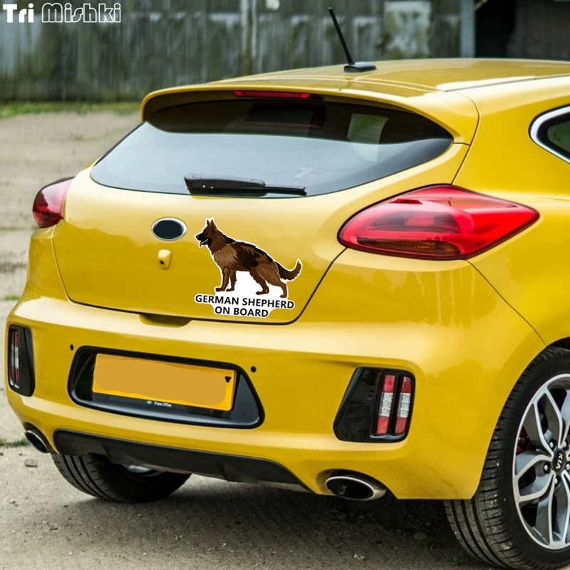 Tri Mishki WCS165 14x14 см собака немецкая овчарка на борту забавная наклейка для