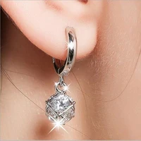 crystal silver plated jewelry korean fashion rhinestone exquisite ball beautiful bright female earrings e241