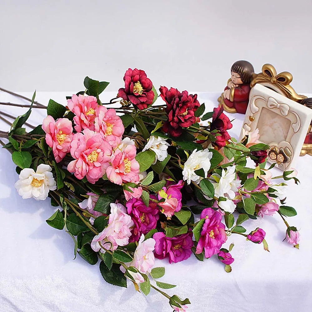 1 букет осенних шелковых пионов с тычинками искусственные цветы для украшения