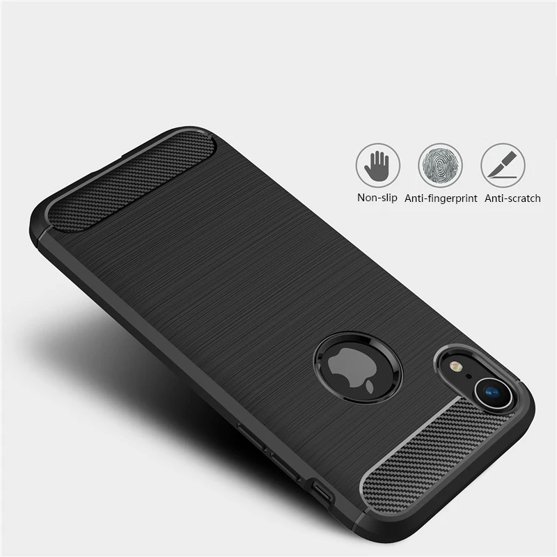 Luxury Carbon Fiber Case For iPhone XS 7 8 Plus X 6 6S 5S Soft TPU Silicon Full Cover Shockproof MAX XR Cases | Мобильные телефоны