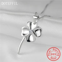 doteffil 925 sterling silver clover aaa zircon pendant necklace woman fashion 100 silver box chain necklace jewelry