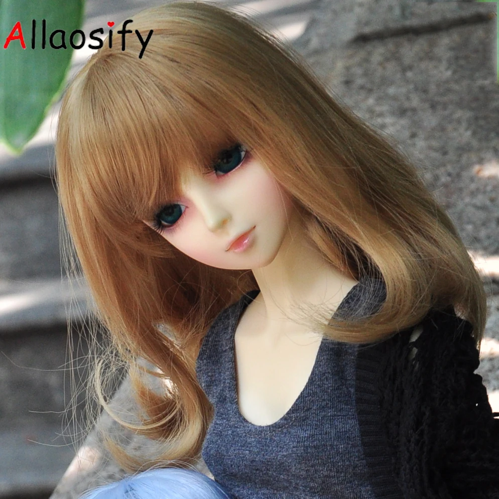 Волосы Allaosify Bjd 1/3 1/4 1/6 кукла BJD высокотемпературный парик для девушек коричневые