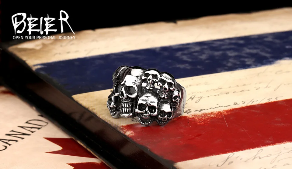 Cheap Men's Punk Biker 316L Stainless Steel Unique Design Skull Ring Jewelry BR8-041 US Size