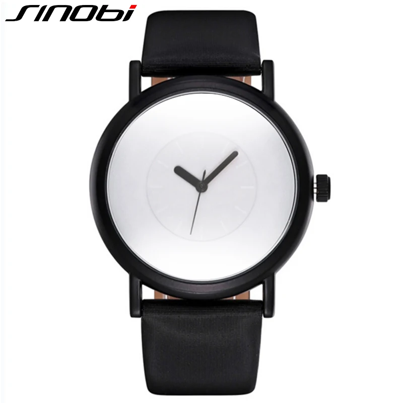 Мужские кварцевые часы SINOBI роскошные повседневные наручные из натуральной кожи