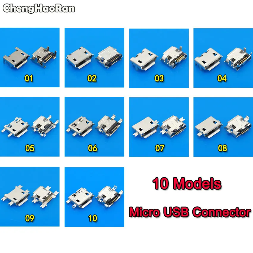 ChengHaoRan 10 видов микро USB 5Pin jack Хвостовая Розетка Micro разъем порт sockect для Samsung Lenovo Huawei
