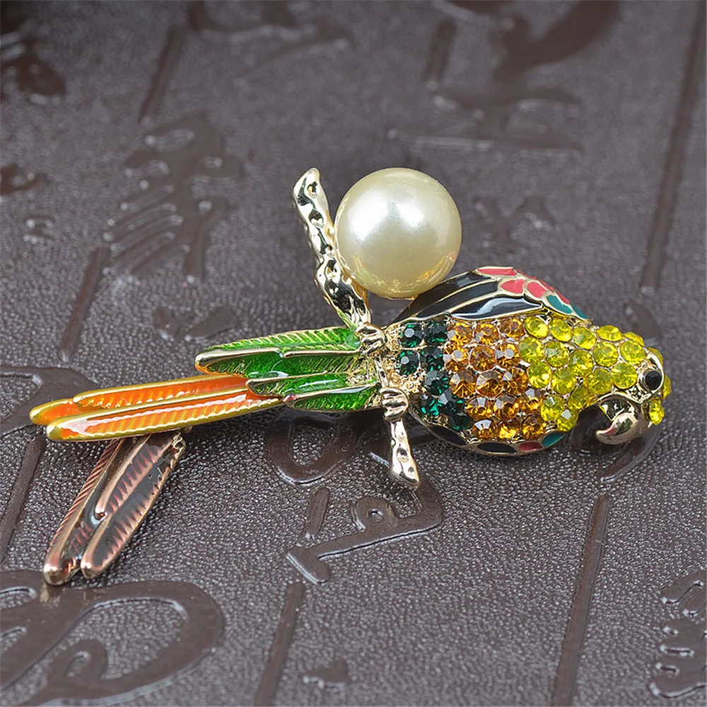 Popular Animal Brooch Pearl Baking Lacquer Women Parrot Personality Accessories | Украшения и аксессуары