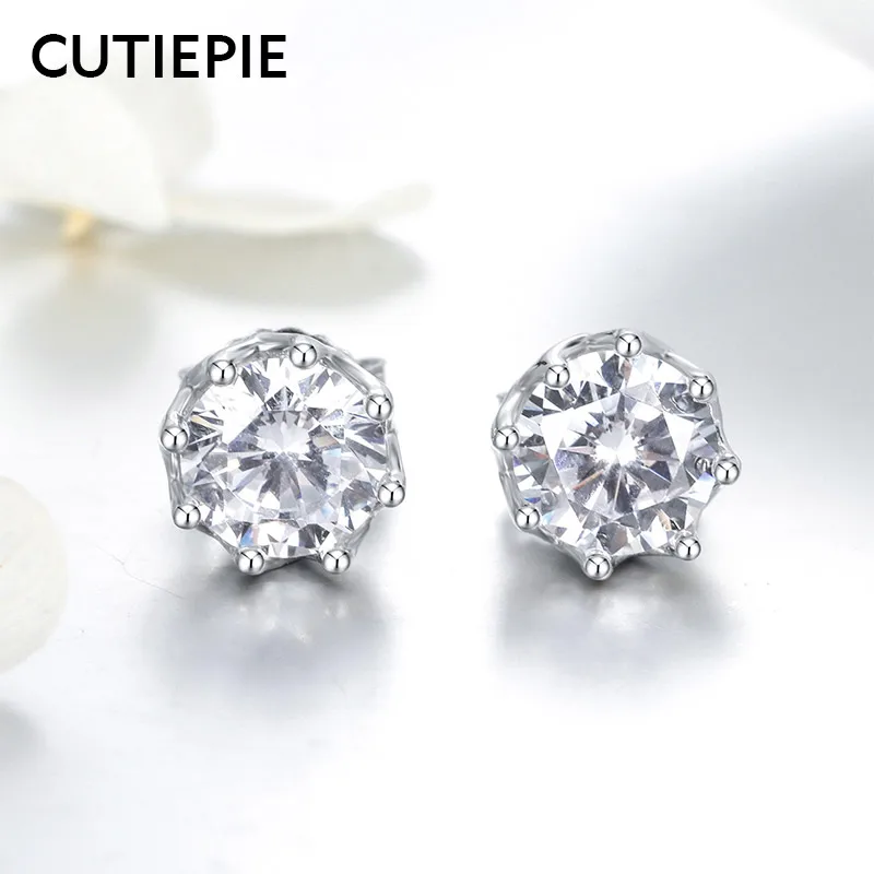 CUTIEPIE Новые 100% Настоящее серебро 925 пробы маленькие простые серьги гвоздики для
