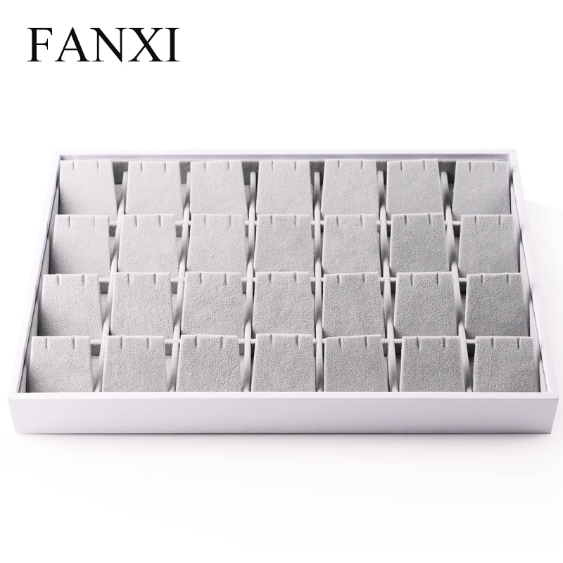 Поднос для ювелирных изделий FANXI из белой искусственной кожи с бархатным