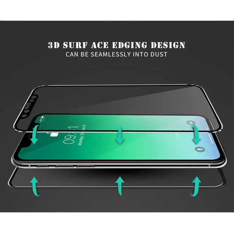 Для iPhone X XS MaxFull 3D изогнутый край закаленное стекло для iPhone X XS Max передняя+ задняя защита экрана запасной чехол