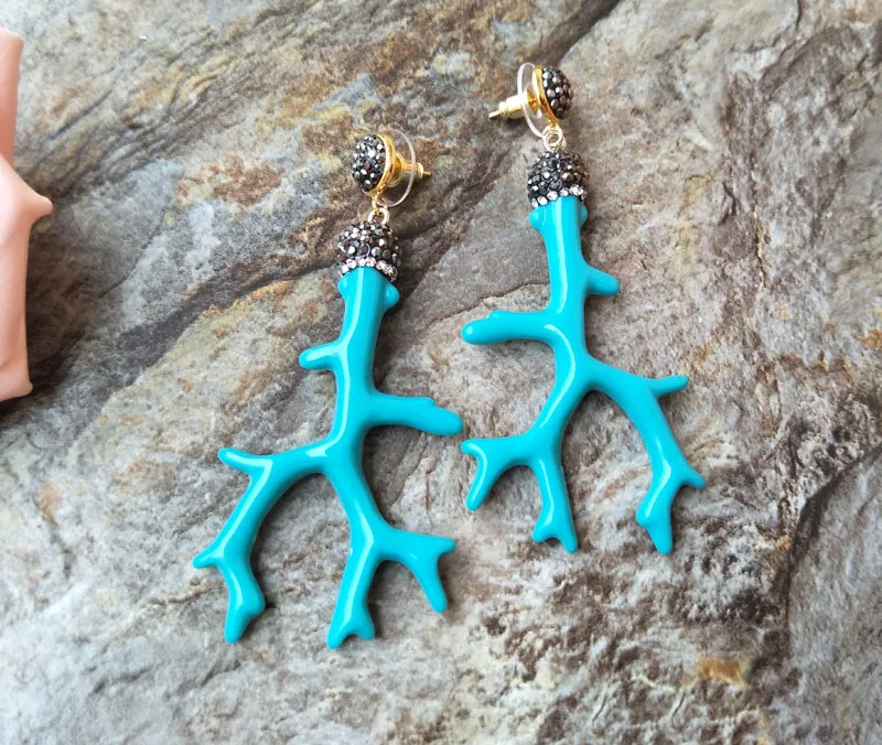 1 пара модных разноцветных полимерных коралловых подвесок Стразы с кристаллами