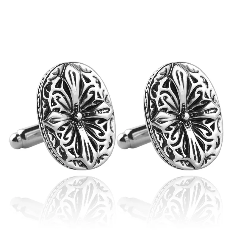 Винтаж Jewelry Для мужчин запонки Классический рисунок резьба рубашка манжеты