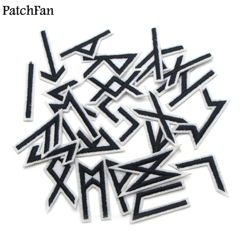 

20sets/lot Patchfan Viking runes 24pcs/set Embroidered Iron on Patches para Clothing Appliques wallet bag badges Stickers A0947