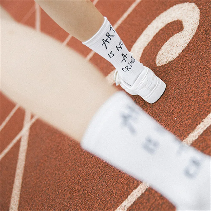 cute women's letter socks white black orange 3pairs/lot hot sale high quality cotton for female student free shipping | Женская