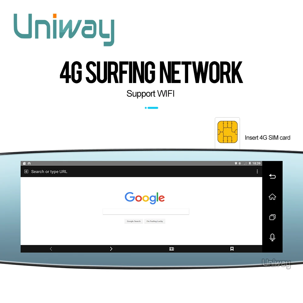 Uniway 7 &quotсенсорный экран 4G Автомобильное Зеркало dvr Автомобильная камера gps Bluetooth