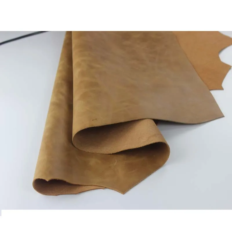 Винтажная 100% натуральная телячья кожа/полировальная восковая зернистая желтая