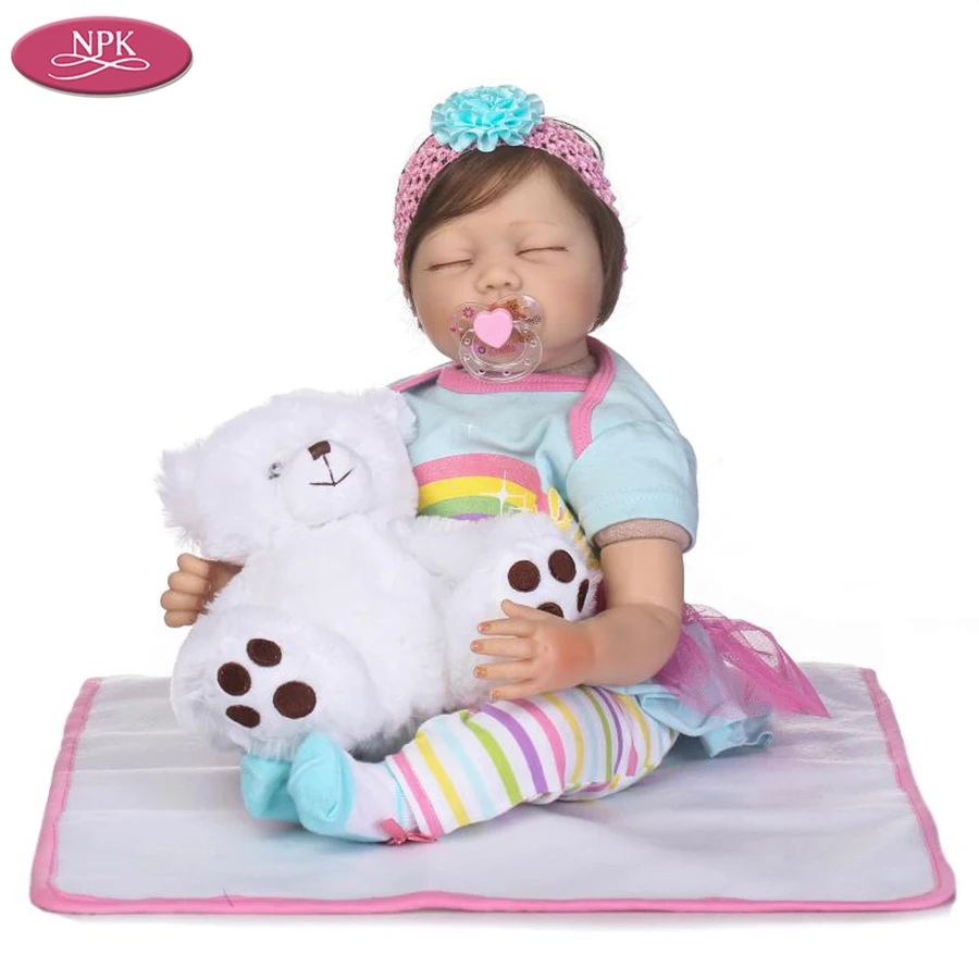 NPK 55 см силиконовая кукла Bebes Reborn Girl детские игрушки для девочек виниловые