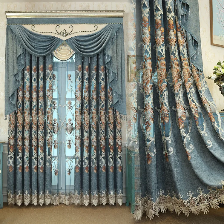 Шенилловая ткань, роскошные шторы, жаккардовый тюль для гостиной, спальни, кухни, вышитые затемненные шторы, на заказ